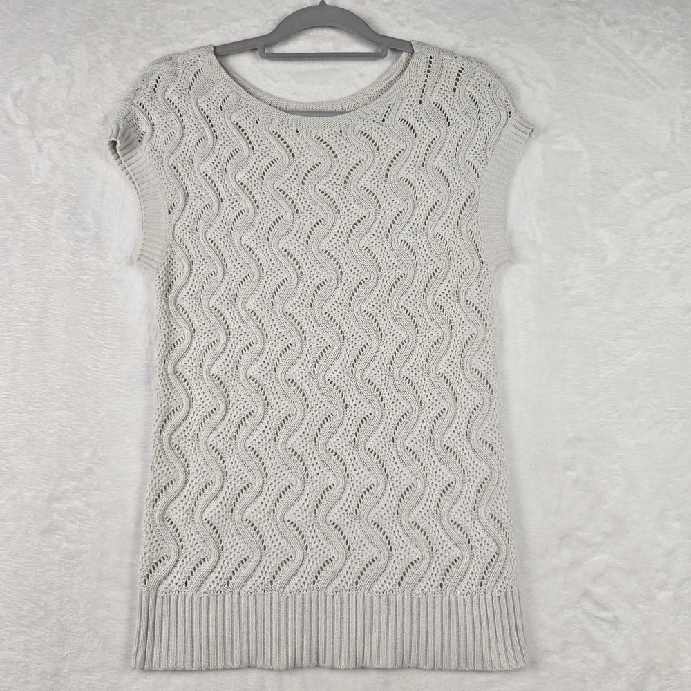 Loft Ann Taylor Cream‎ Crochet Blouse Size XS Short Sleeve